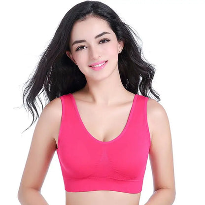 S-7XL Sports Yoga Shockproof Women's Bra Removable Breast Pad Bralette Sexy Elastic Beautiful Back Tops Comfort Cotton Sleep Bra