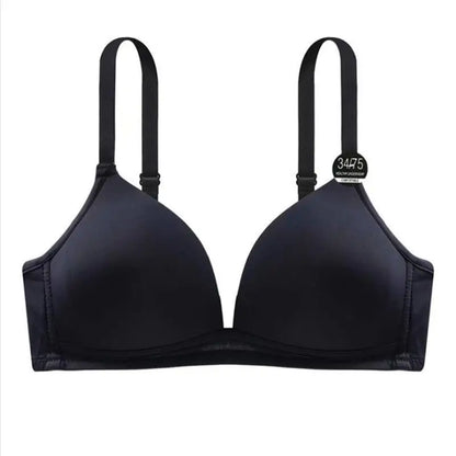Thin Triangle Cup Bra Non-removable Shoulder Straps Women Underwear Deep-V Adjusted Brassiere Without Steel Ring Sleep Bralette