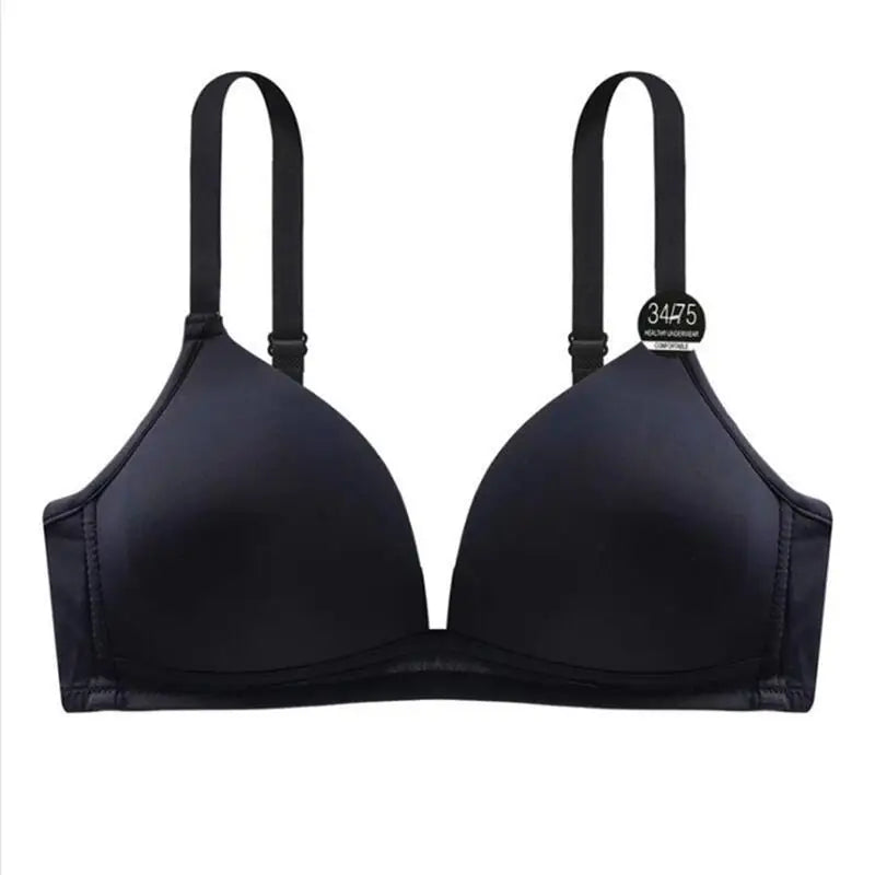 Thin Triangle Cup Bra Non-removable Shoulder Straps Women Underwear Deep-V Adjusted Brassiere Without Steel Ring Sleep Bralette