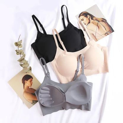 Non-Marking Ice Silk Women's Underwear One-Piece Beauty Back Thin Sling Sports Vest Sleeping Girl Student Women's Bra