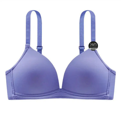 Thin Triangle Cup Bra Non-removable Shoulder Straps Women Underwear Deep-V Adjusted Brassiere Without Steel Ring Sleep Bralette
