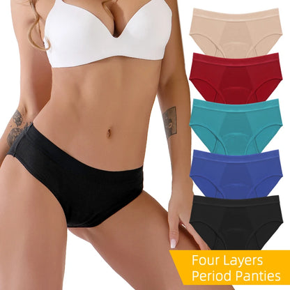 4 Layers Menstrual Panties Leak Proof Bamboo Peirod Underwear for Women Absortent Undies Incontinence Heavy Flow Period Panties