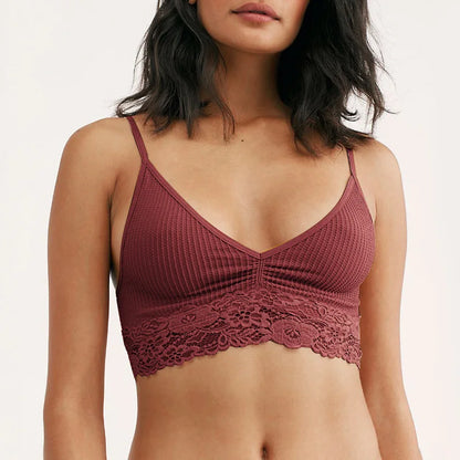 New Women Homewear Thin Bra Seamless Wire Free Ladies Lace Bralette Backless Cotton Sleep Women's Underwear Lace Lingerie