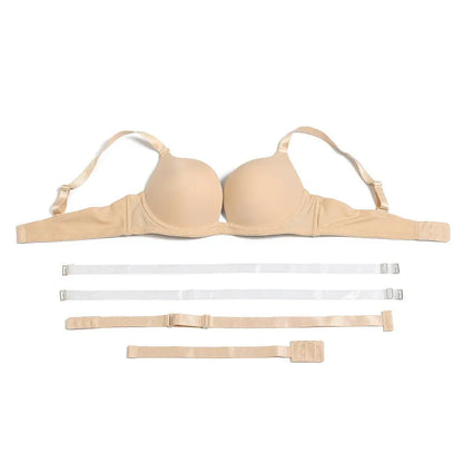Vgplay Sexy Bra New Red Push Up Lingerie Convertible Straps Solid Plunge Underwear Transparent Straps Brassiere