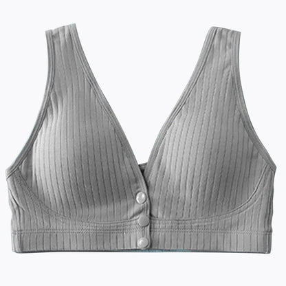 Cotton Nursing Bra for Pregnant Women Padded Ribbed Wire-Free Breathable Bralette Front Opening Breastfeeding Maternity Clothing