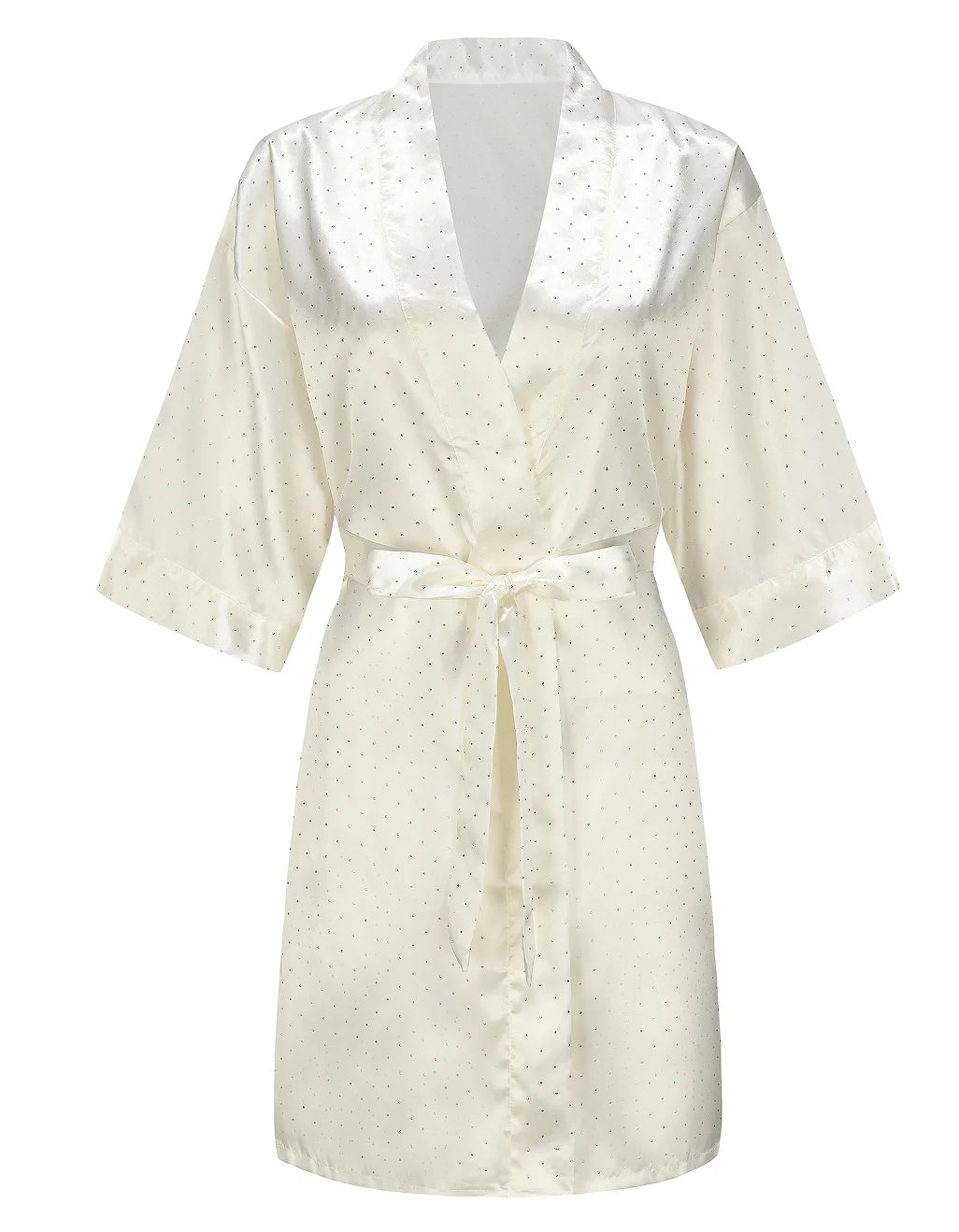 Luxury Bridal Short Robe Wedding Day Diamond Feather Dressing Gown Silk Satin Whi