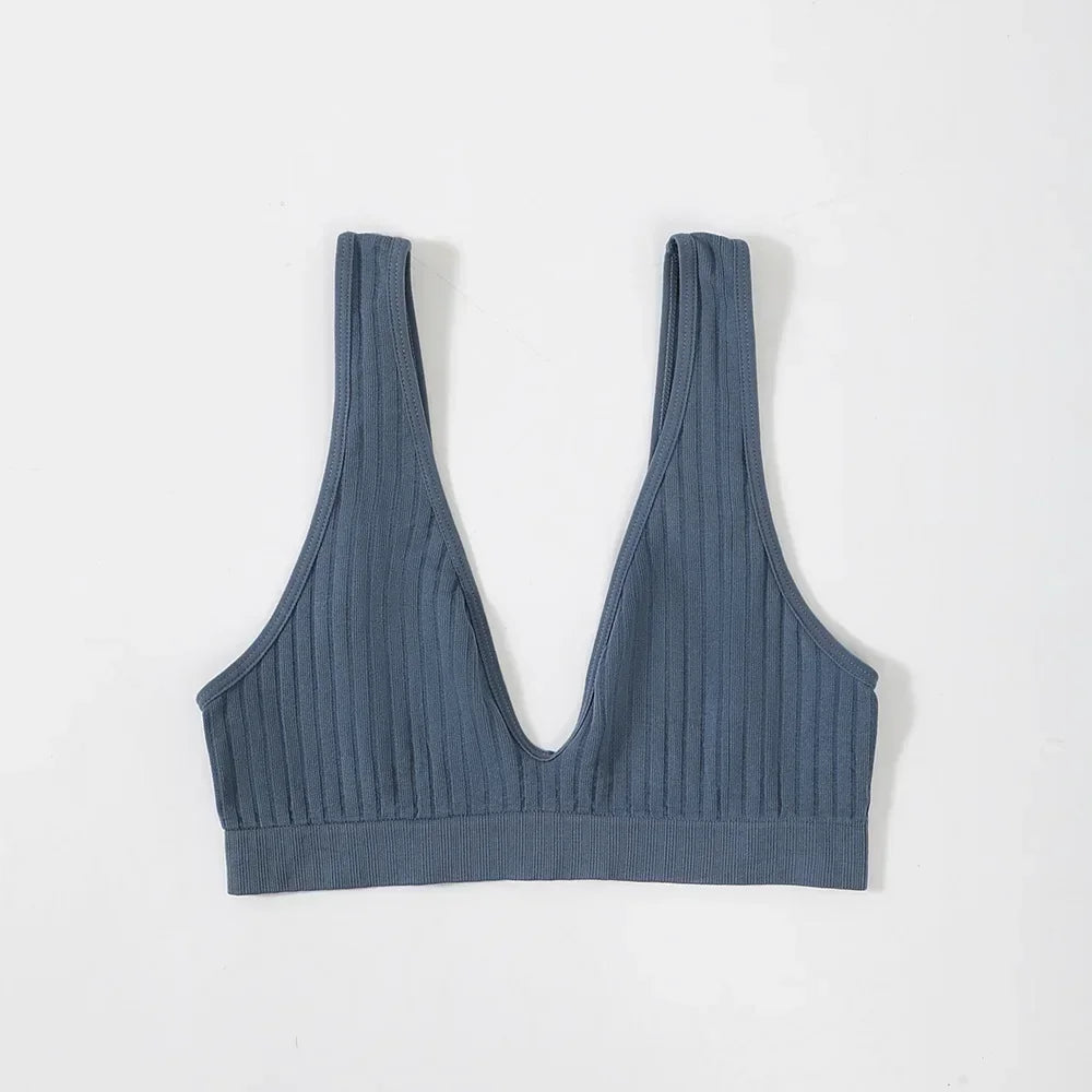 Sexy Seamless Bra Wire Free Brassiere Rib Bralette Women's Plunge Underwear Top Female Comfy Lingerie Small Breasts Intimates