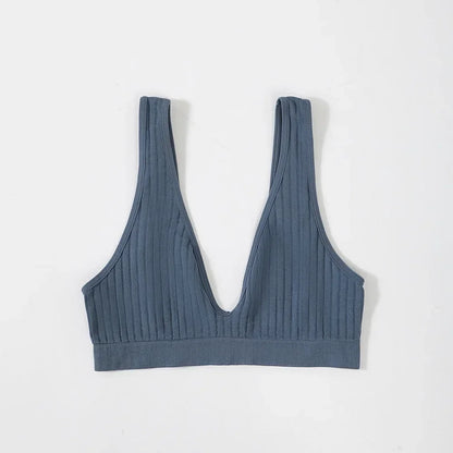 Sexy Seamless Bra Wire Free Brassiere Rib Bralette Women's Plunge Underwear Top Female Comfy Lingerie Small Breasts Intimates