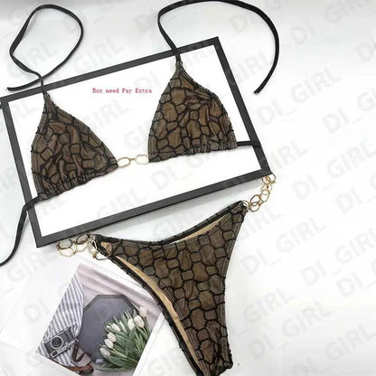 2025 Summer New Women's Outdoor Beach Swimsuit Sexy Hanging Neck Strap Split Bikini