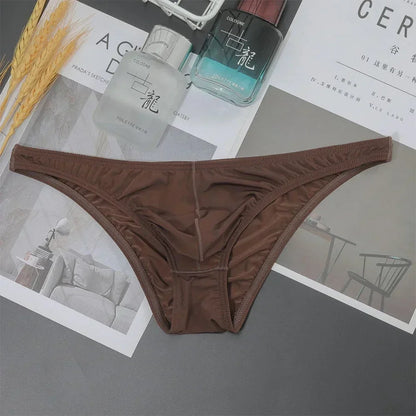 Men's Sexy Breifs Confortable Ice Silk Briefs Ultra-thin Transparent Breathable Underwear Low Waist Underpants Fashion Briefs