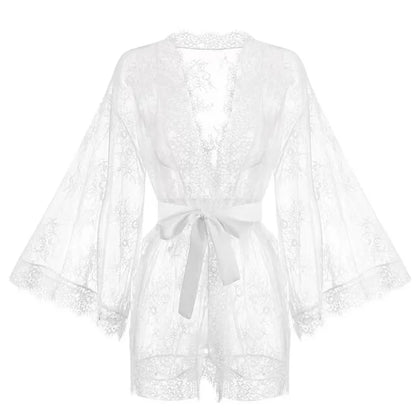 Sexy Lace Ladies Single Size Loose Black and White Bathrobes 264