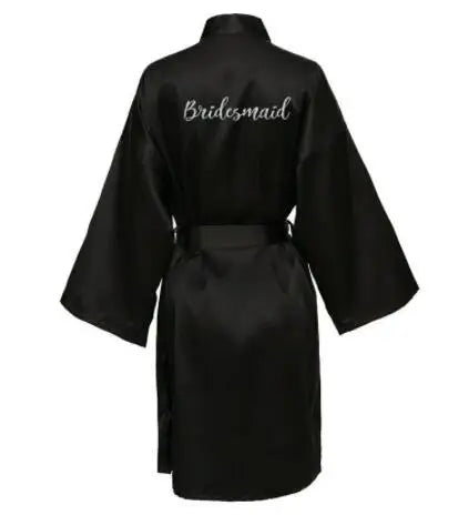 Satin Silk Robe Bride Robe Women Wedding Robe Bridesmaid Robes Dressing Bridal Robes Black