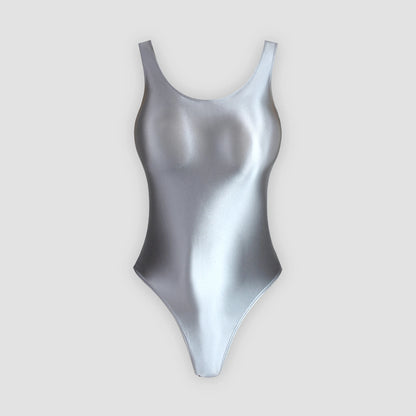 XClocKNYoung satin glossy swimsuit Satin Glossy Leotards U-shaped back High-Cut Bikini Thong Bodysuit glossy swimsuit