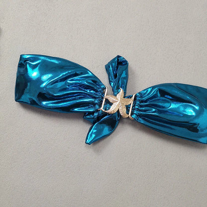 2024 Gem Blue Glossy Bikini Women's Clothing Swimsuit Summer Beach Vacation Outfits Thong Bathing Suit Bandeau Backless Swimwear