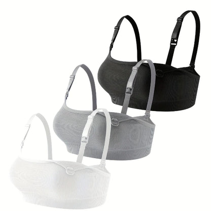 3 PCS Set Breathable Front Open Nursing Bra Maternity Underwear Pregnancy Bra Full Cup Wireless Comfortable Breastfeeding Bra