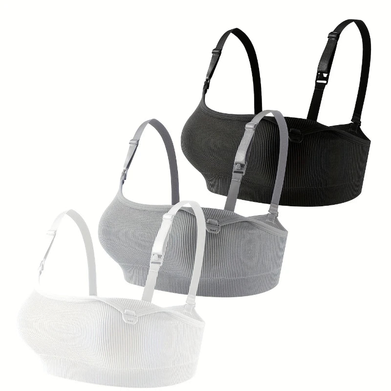 3 PCS Set Breathable Front Open Nursing Bra Maternity Underwear Pregnancy Bra Full Cup Wireless Comfortable Breastfeeding Bra