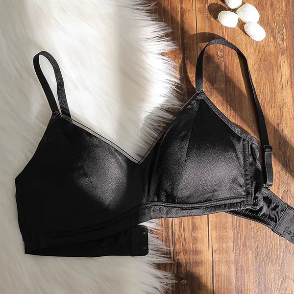93% Mulberry Silk Women's Bralette Wireless Padded Bra Super Soft Lightly Lined Comfort Everyday Basic Deep V-Neck T-Shirt Bra