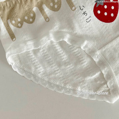 1pcs Bag Hip Bilateral Curled Ice Silk Panties Strawberry Print Low-rise Flashing Ladies Briefs Low-rise Underwear Women 2026