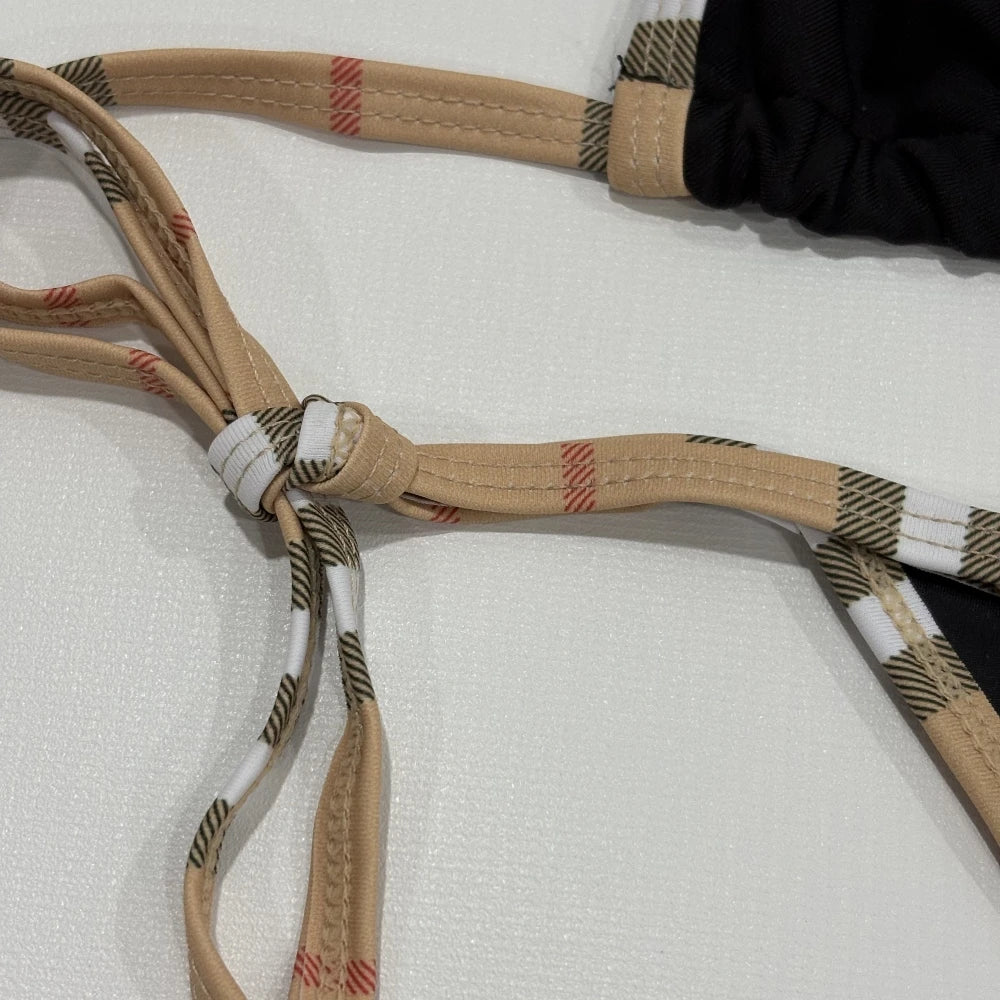 Luxury Brand Design Stripe Halter Bikini Women Swimwear Female Swimsuit Two Pieces Bikini Set Sexy Bathing Suit Swim Beach Wear