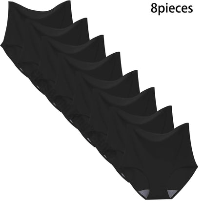 8 pieces Ice silk Women Underwear Slim Belly Tight fit Pants Seamless Triangular Briefs Soft Lingerie Elastic Panties Large Size