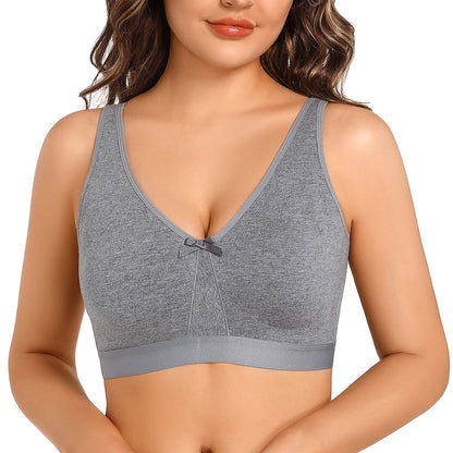 Sheroine Cotton Bra for Big Breast Women, Wirefree Comfort Full Coverage Soft Seamless Underwear Unlined Non-Padded Bras