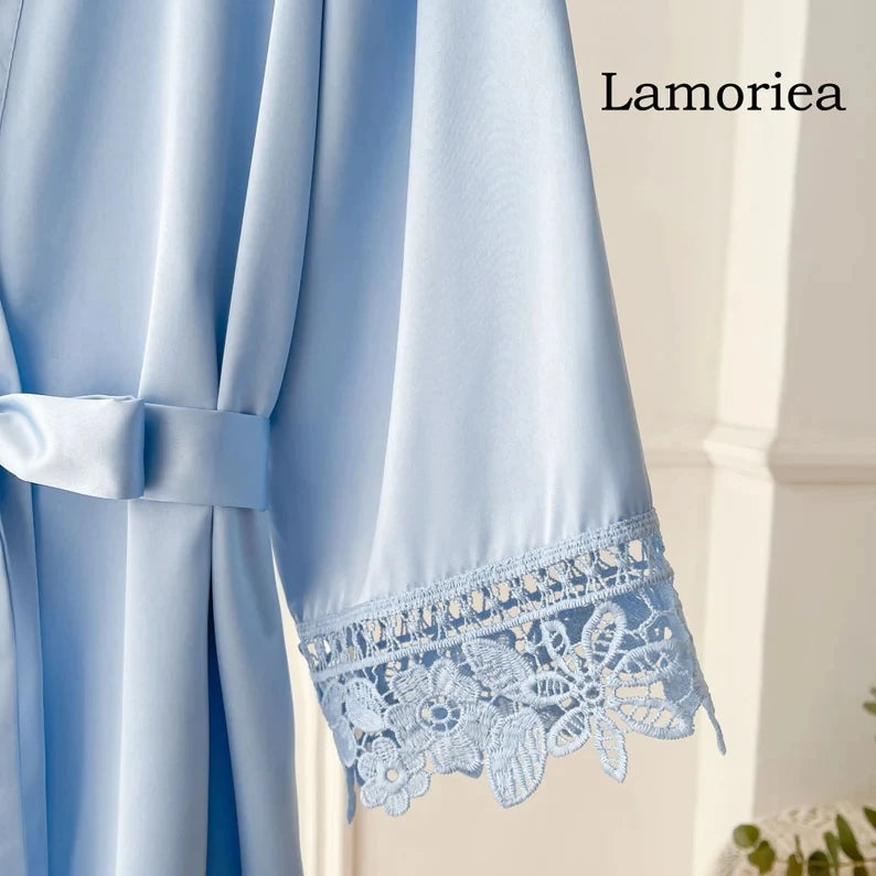 Personalised Bridesmaid Robes Wedding Dressing Gown Bridal Party Satin Lace Bride Gift Bride Robe Bridesmaid Gift