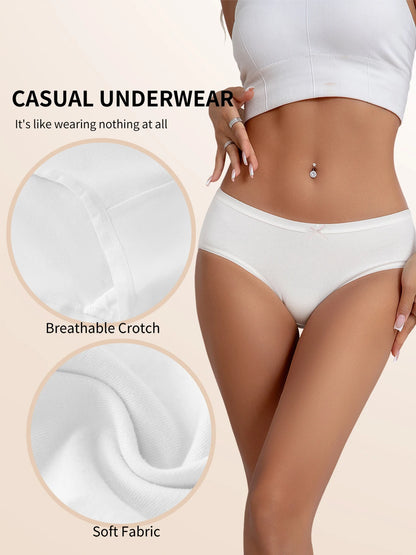 3PCS Cotton Women Panties Underwear Cute Bowknot Design Girls Briefs Lingerie Simple Low-Waist Comfortable Underpants