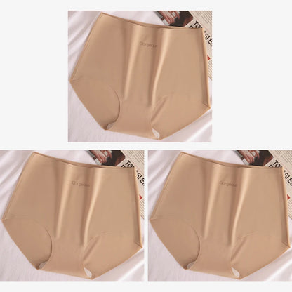 3pcs Women Thin Seamless Panties Girl Ice Silk High Waist Underwear Yoga Sport Brief Breathable Comfort Hip Lift Panty Underpant