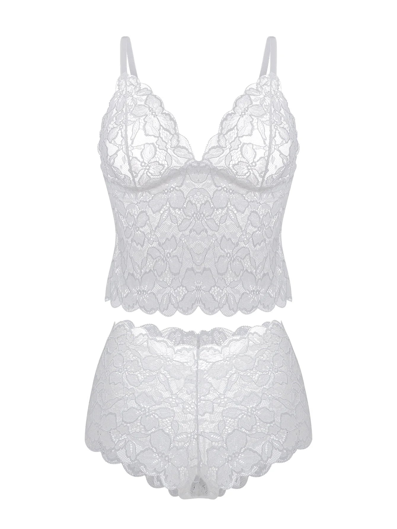 Sexy Sheer Floral Lace Bra Set for Women Wireless Unpadded Bralette and Panty Set Romantic Comfortable Underwear S-XL