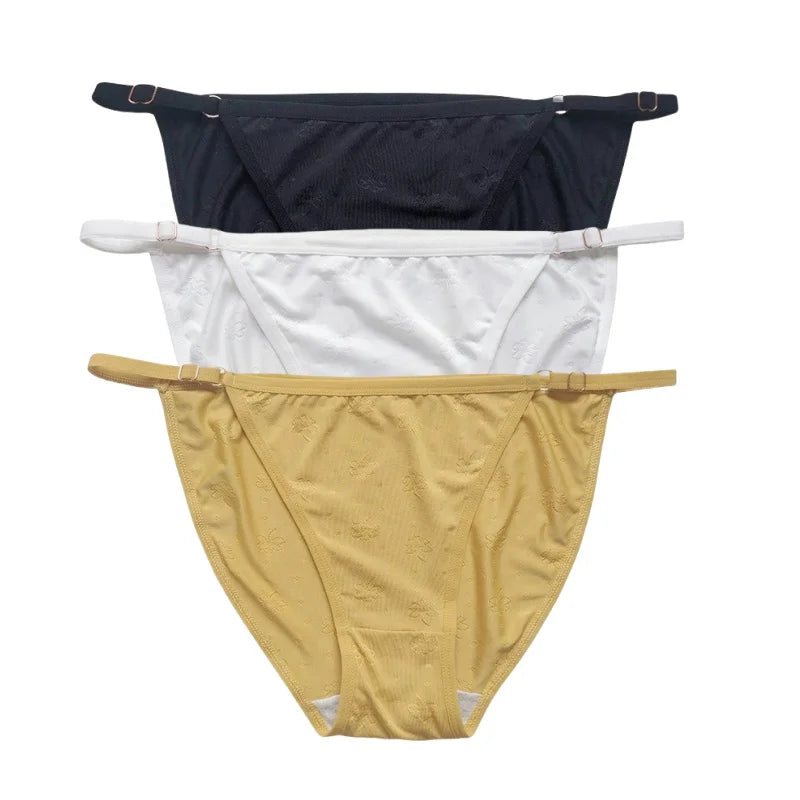 3Pcs/Set Ice Silk Panties Women Low Rise Briefs Brazilian Panties Solid Color Underwear Female Underpants Sexy Lingerie S-XL