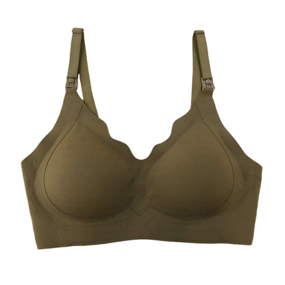 Women'S Breastfeeding Wave Border V-Neck Seamless Comfort Without Steel Ring Gathering Maternity Underwear