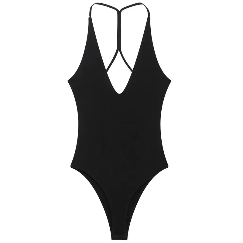 HXAO Halter Corset Bodysuit Women Black Brown White Bodysuit Body Sexy Women Slimming Backless Top Chic Lingerie Thong Bodysuits