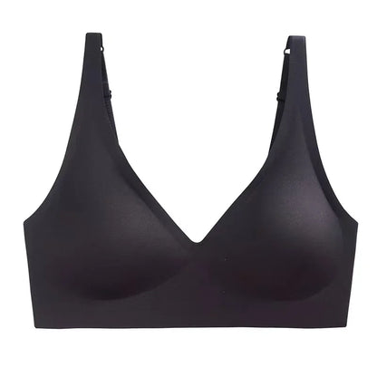 Soft Support Jelly Glue French Deep V Underwear Women's No Steel Ring Small Chest Gathered Comfortable Adjustment Seamless Bra