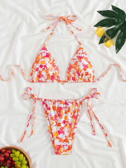 2025 New Women's Bikini Set  Adjustable Tie Side Bandage Swimwear High-End Sexy Two-Piece Bathing Suit Summer Beach Push Up