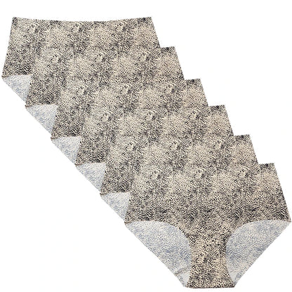 6pcs Women's Seamless Ice Silk Panties Female Mid Waist Plus Size Leopard Print Underwear Girls Fashion Brief Lady Comfort Panty