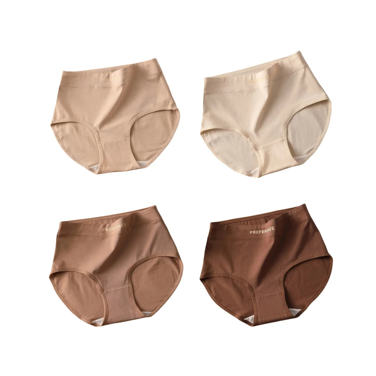 4Pcs/Set Women's High-Waist Cotton Briefs Tummy Control Panties Soft & Breathable Underwear Plus Size Comfort Lingerie M-XXL