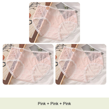 3PCS Lifter Women Fashion Female Panties Mesh Thin Plus Size Panties Lingerie Sexy Underware Woman Underwear Briefs Seamless