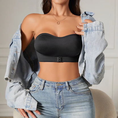 Hot Sale New Design Effective Slip-proof Side One Piece Bralette Padded Ice Silk Seamless Strapless Bra For Women YMQJ