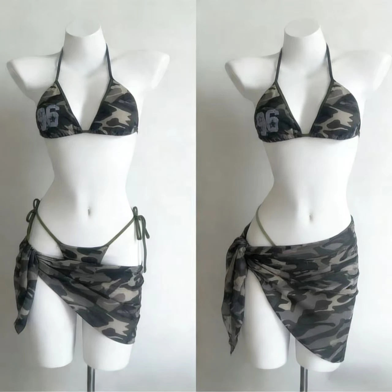 Sexy Lace Up Back Two Piece Bikini Set High Cut Leg Push Up Tops Stylish Swimwear Beach Bathing Suit for Ladies Summer Vacation