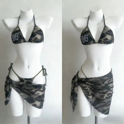 Sexy Lace Up Back Two Piece Bikini Set High Cut Leg Push Up Tops Stylish Swimwear Beach Bathing Suit for Ladies Summer Vacation