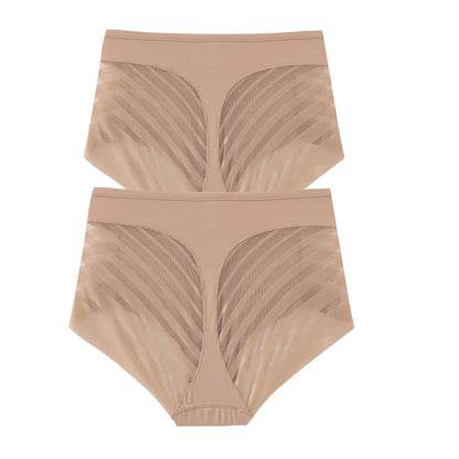 2Pcs/Set Ice Silk Tummy Control Panties Women High Rise Shapewear Pants Female Sexy Lingerie Slimming Underwear M-3XL Briefs