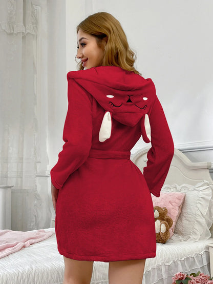 autumn Winter Women Bath Robe Fluffy Plush Pyjamas Ladies Sexy Hooded Dressing Solid Color Gown Warm Bathrobe Female loungewear
