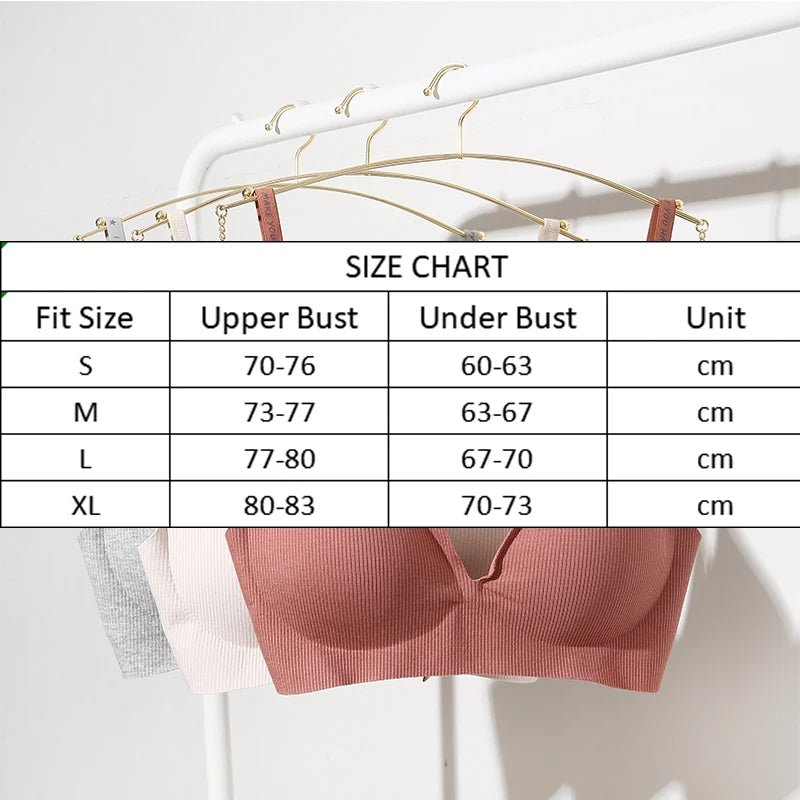 FINETOO Women Sexy Seamless Bras Deep V Neck Bralette Sexy Lingerie Letter Strap Tops Push Up Underwear Wireless Brassiere Lady