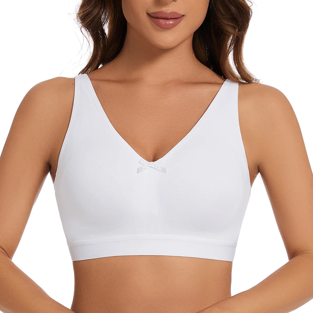 Sheroine Cotton Bra for Big Breast Women, Wirefree Comfort Full Coverage Soft Seamless Underwear Unlined Non-Padded Bras