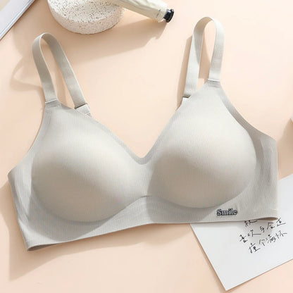 CAITING Beautiful Back Latex Cup Bra One-piece Seamless Bra Women Wireless Push Up Underwear Sexy Deep V Padded Bralette Female
