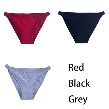 3Pcs/set Women Cotton Panties Female Mesh Underpants Solid Color Bikini Briefs Underwear Ladies Sexy Panty Girls Lingerie