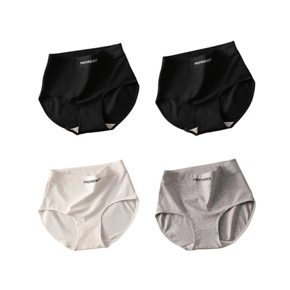4Pcs/Set Women's High-Waist Cotton Briefs Tummy Control Panties Soft & Breathable Underwear Plus Size Comfort Lingerie M-XXL