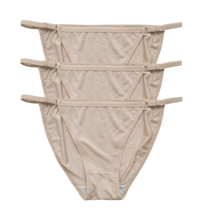 3Pcs/Set Ice Silk Panties Women Low Rise Briefs Brazilian Panties Solid Color Underwear Female Underpants Sexy Lingerie S-XL