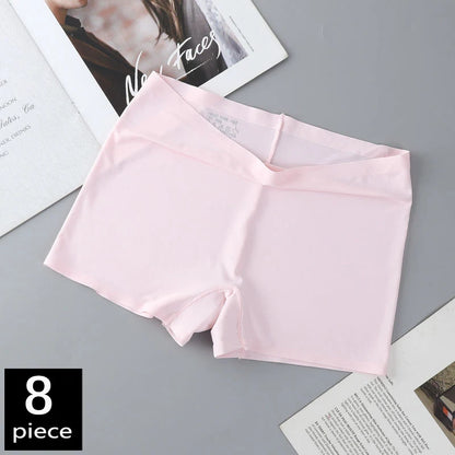 FallSweet 8PCS Anti-See-Through Ice Silk Breathable Seamless Panties for Woman Soft Breathable Underwear Sexy Female Lingerie