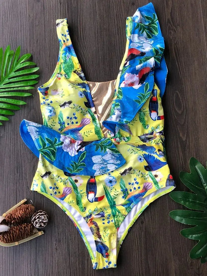 RUOTONGSEPT 2023 Women Swimsuit Strappy Bandege Swimwear Backless Sexy One Piece Ruffled Bikini Bathing Suit Beachwear Monokini